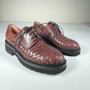 Braided Brown Leather Women's Oxford Shoes Made in Spain New US 8.5
